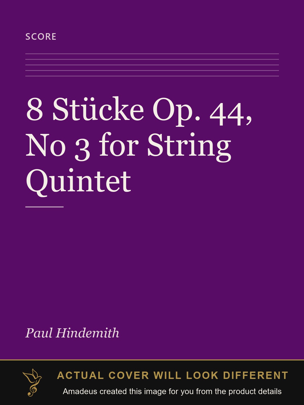 8 Stücke Op. 44, No 3 for String Quintet - Amadeus created this image from the product details; the actual cover will look different