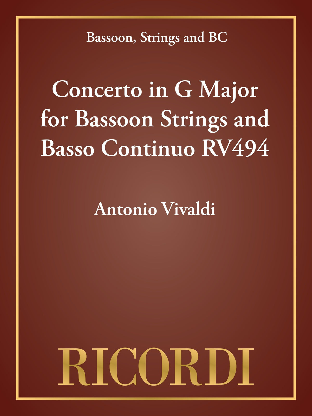 Product Cover for Concerto in G Major for Bassoon Strings and Basso Continuo RV494