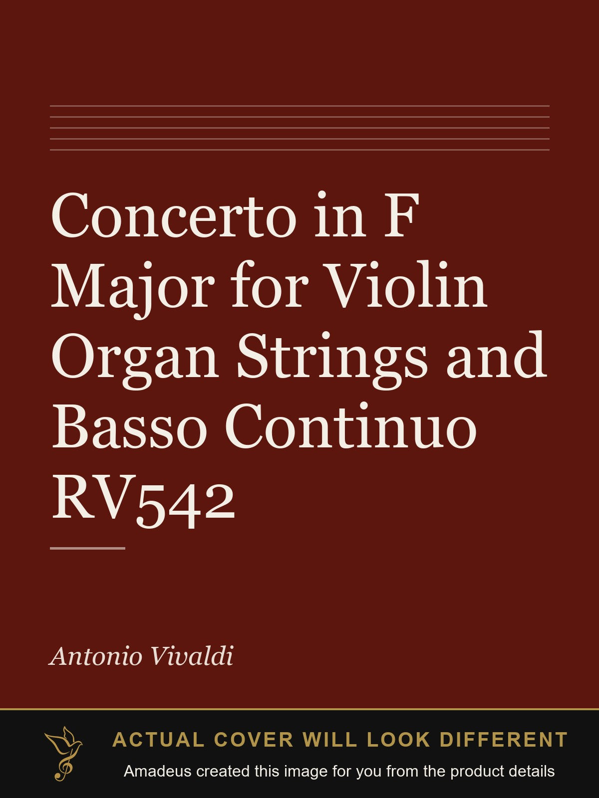 Concerto in F Major for Violin Organ Strings and Basso Continuo RV542 - Amadeus created this image from the product details; the actual cover will look different