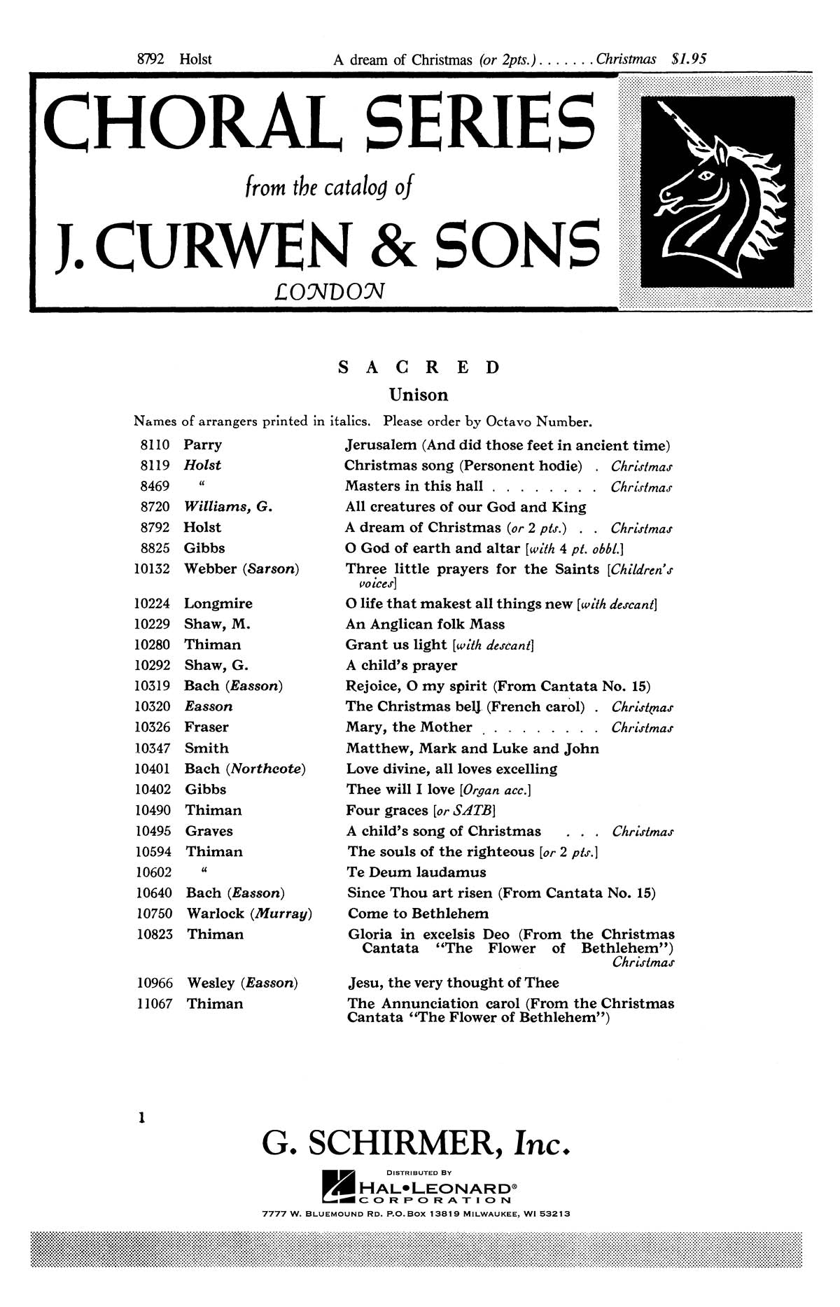 Product Cover for Dream Of Christmas (Unison