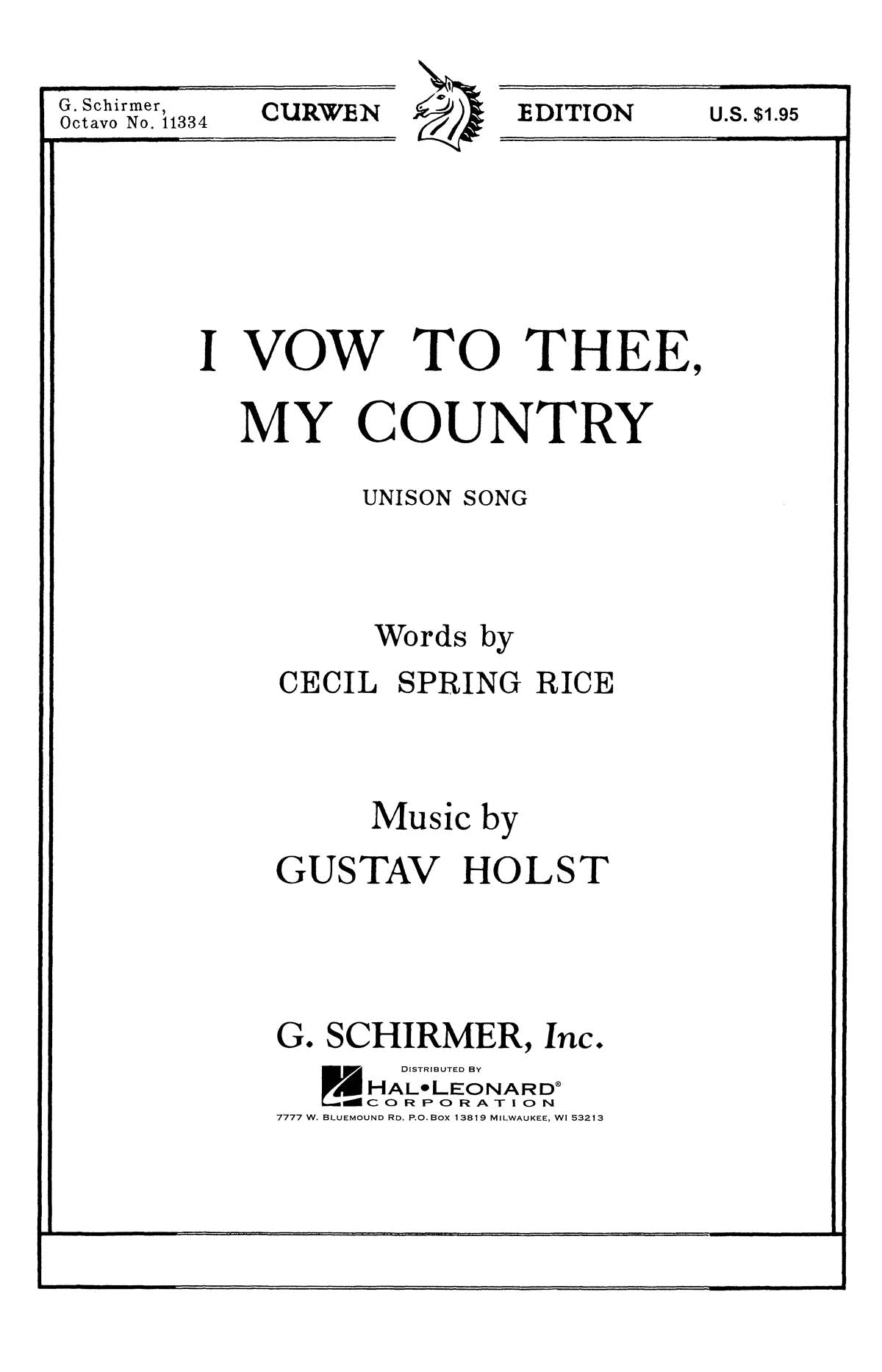 Product Cover for I Vow To Thee My (Unison) Country