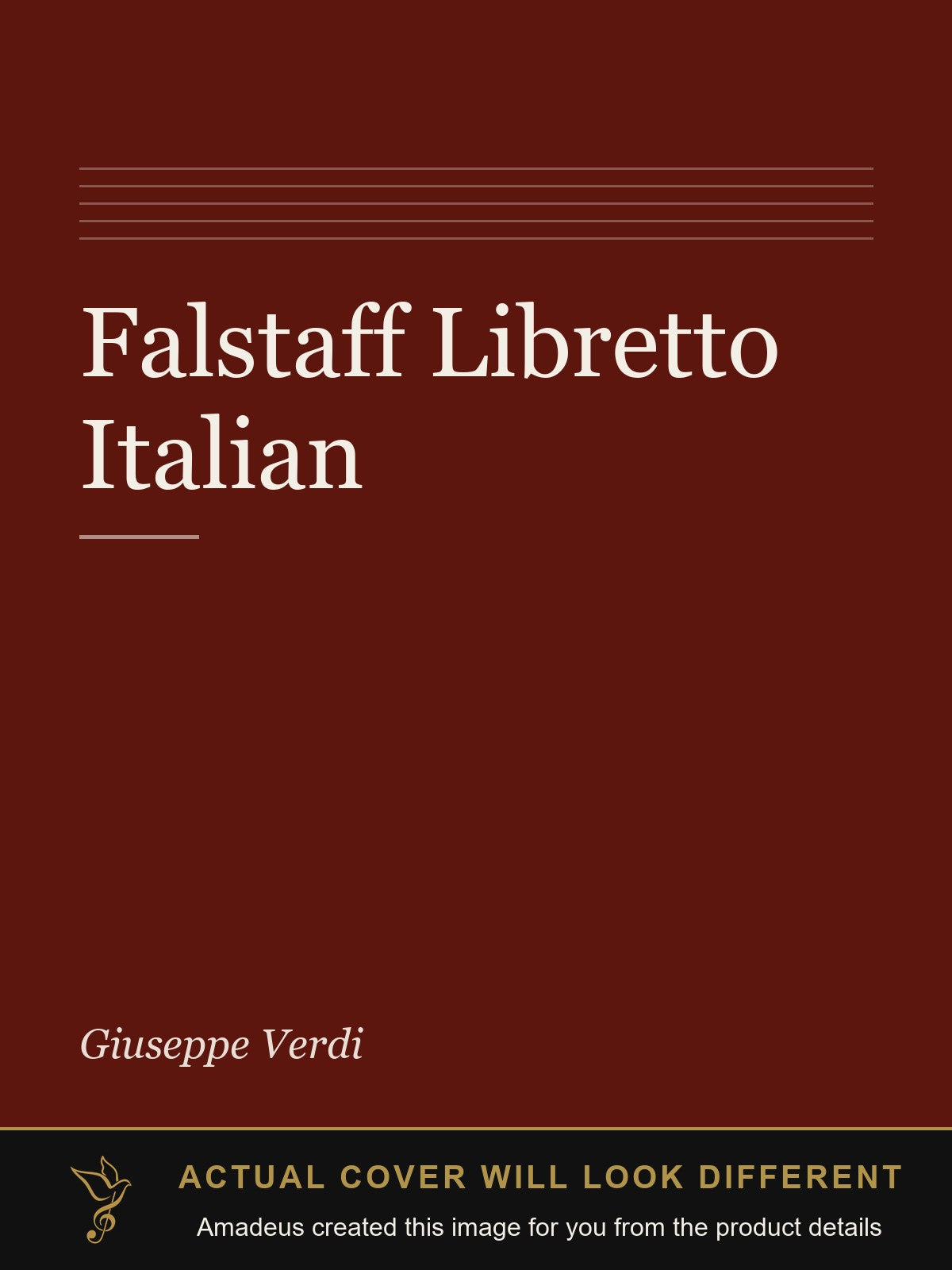 Falstaff Libretto Italian - Amadeus created this image from the product details; the actual cover will look different