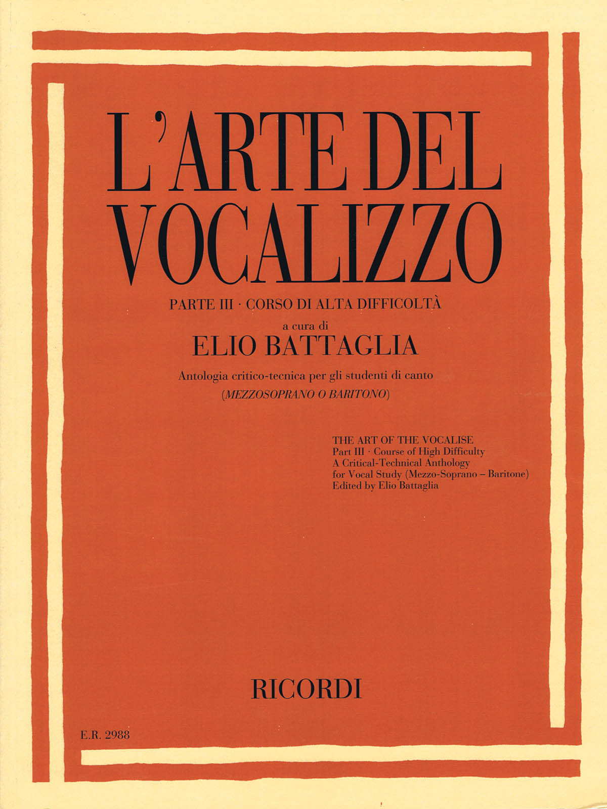 Product Cover for L'Arte Del Vocalizzo Part III (Mezzo-Soprano or Baritone)