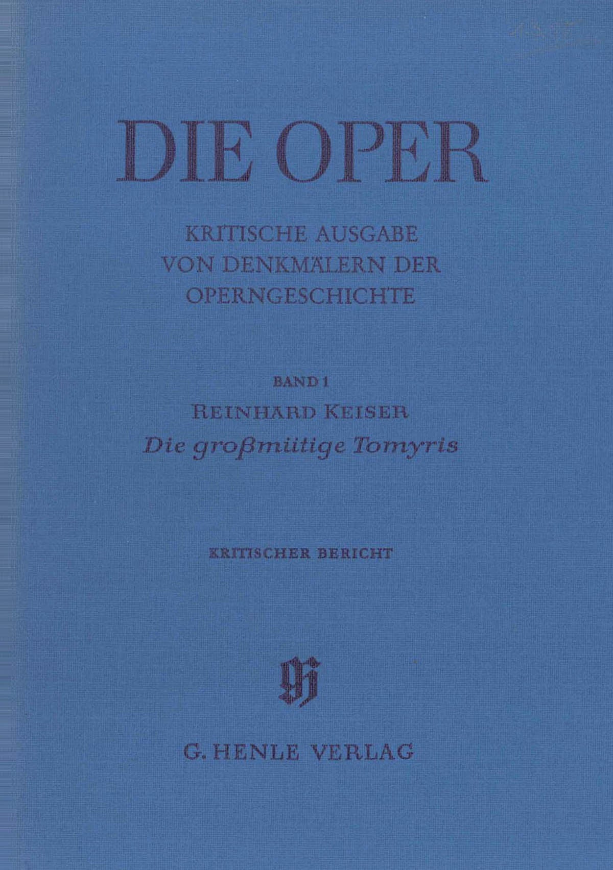 Product Cover for Die grossmütige Tomyris – Critical Report