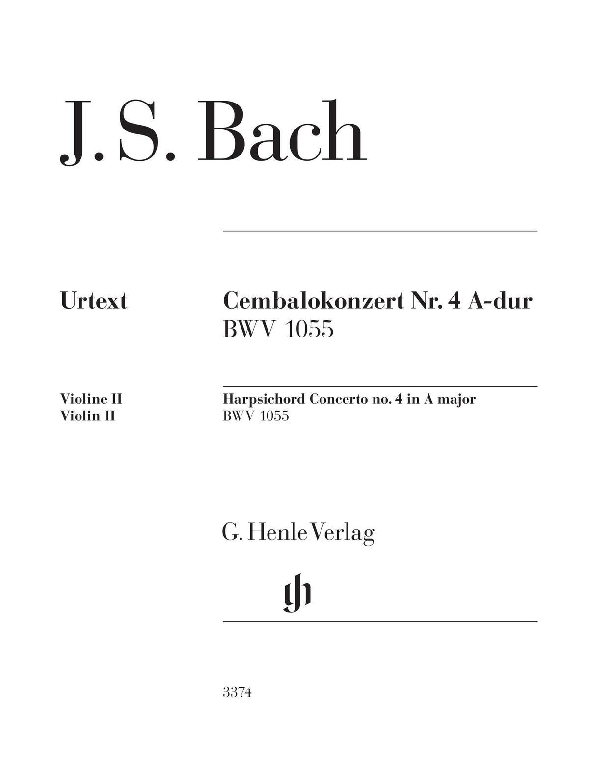 Product Cover for Harpsichord Concerto No. 4 in A Major, BWV 1055