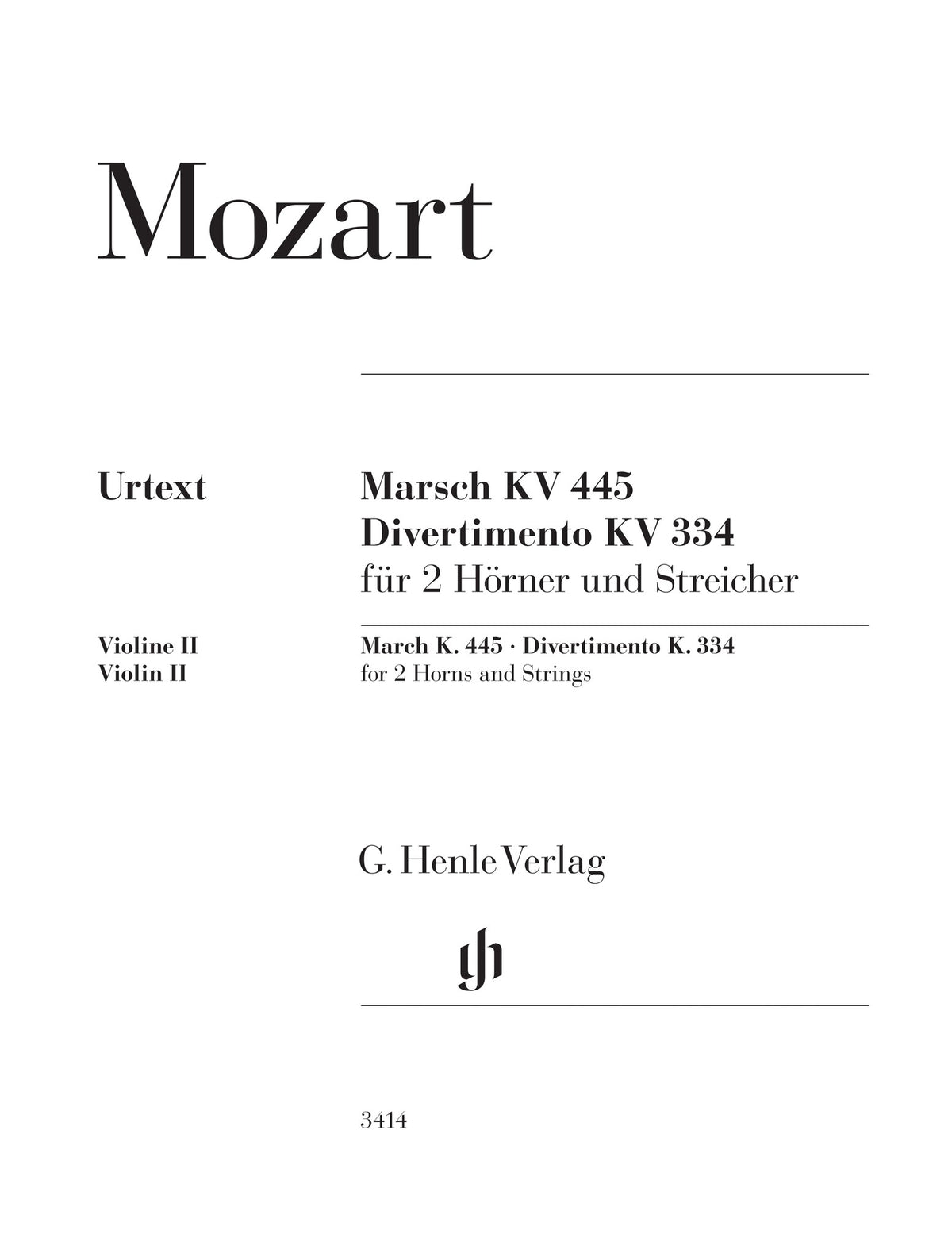 Product Cover for March K. 445 Divertimento K. 334