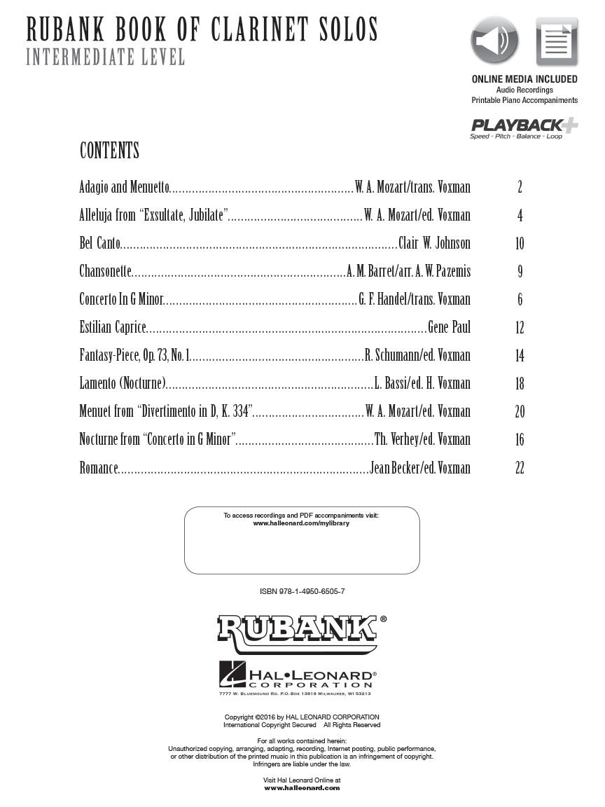 Rubank Book of Clarinet Solos – Intermediate Level - sample page 2