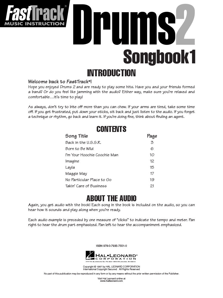 <i>Fast</i>Track Drums Songbook 1 – Level 2 - sample page 2