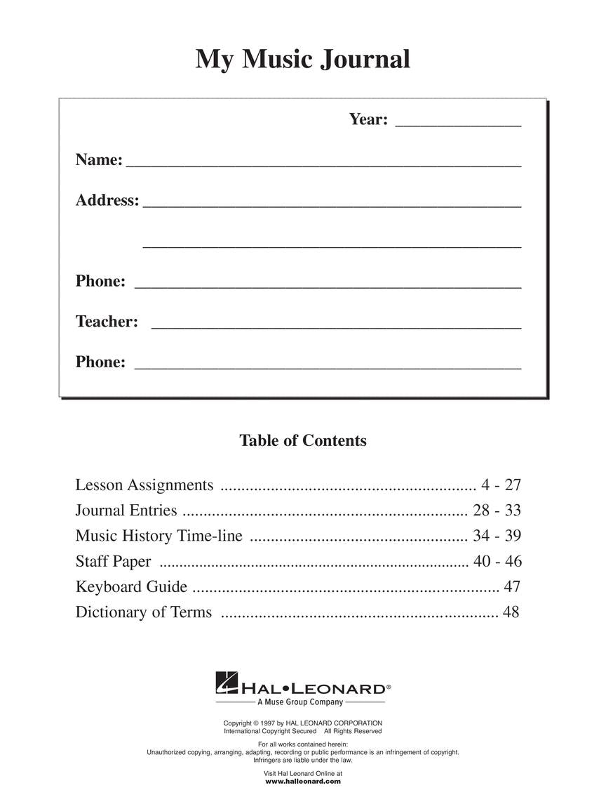 My Music Journal – Student Assignment Book - sample page 2