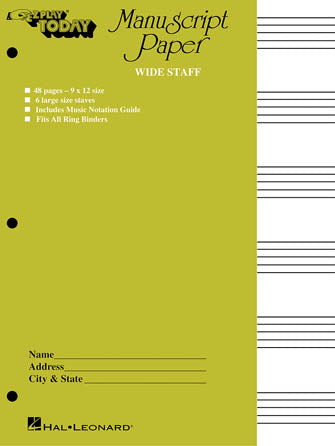 Manuscript Paper (Wide Staff) 'E-Z Play Today'