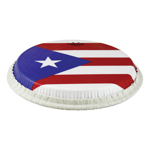 Conga Drumhead, Tucked, 12.5, Skyndeep, puerto Rican Flag Graphic