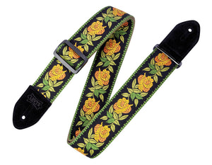 Woven Cotton Guitar Strap - Yellow Rosa