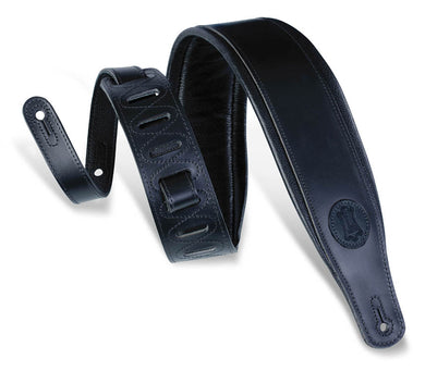 Veg-Tan Leather Guitar Strap - Black