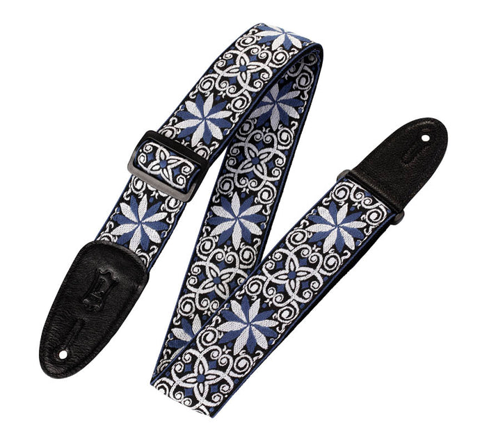 60s Hootenanny Jacquard Weave Guitar Strap - Floral Blue