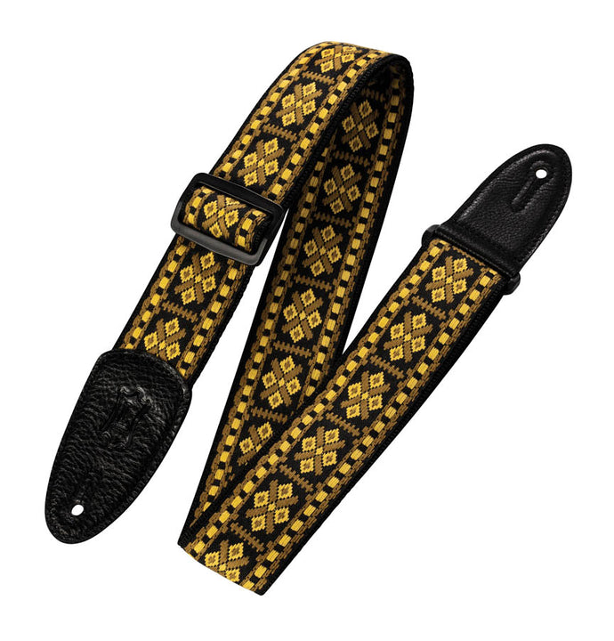 60s Hootenanny Jacquard Weave Guitar Strap - Yellow, Tan & Black