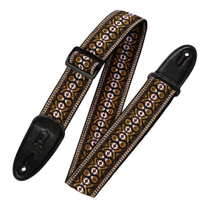 60s Hootenanny Jacquard Weave Guitar Strap - Brown, Black & Yellow