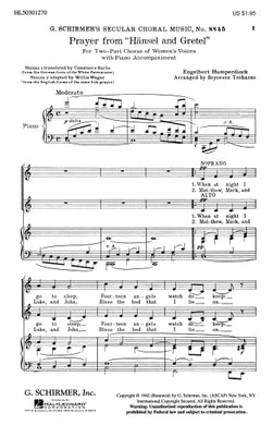 Prayer From Hansel And Gretel For Two Part Chorus Of Women's Voices With Piano